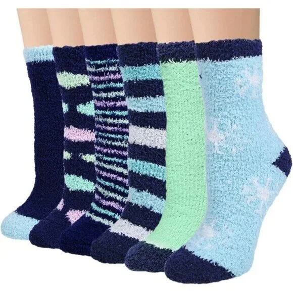 YSense 6-Pair Womens Cozy Fuzzy Socks Plush Warm Crew Size 6-10 - Picture 1 of 6